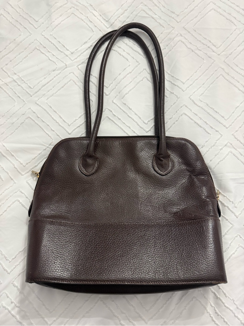 Vintage Bally Dark Brown Pebbled Leather Shoulder Bag